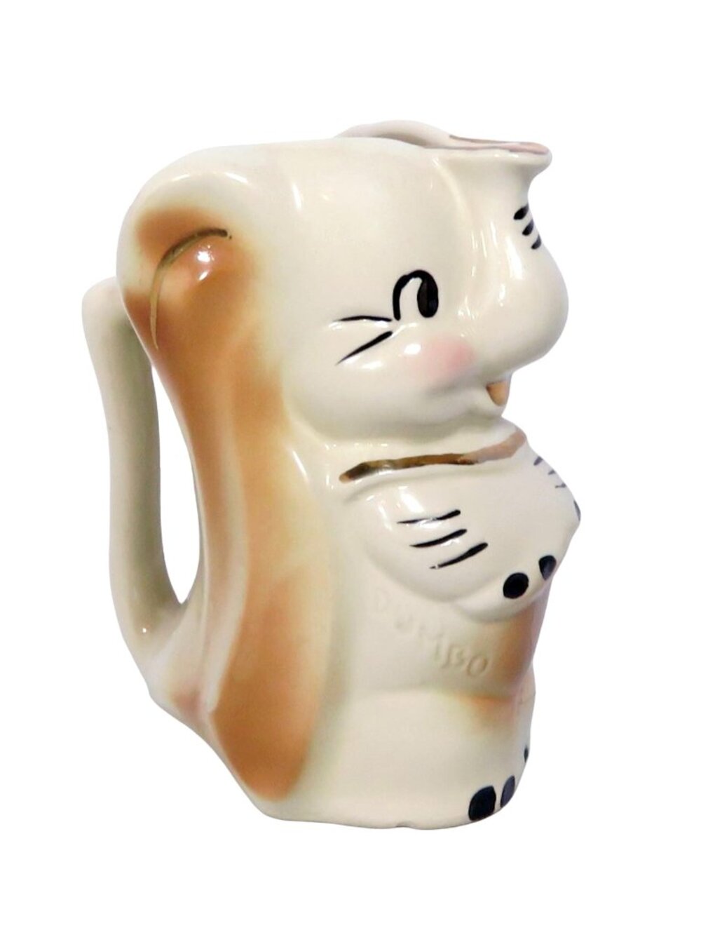 Vintage 1940s Disney Dumbo Ceramic Creamer Pitcher Gold Trim Leeds Pottery 6"